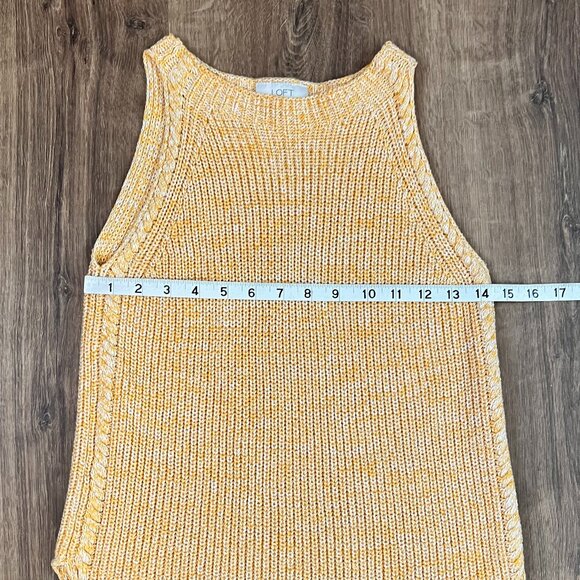 Loft Cotton Sweater Tank Golden Yellow Sz XS - Picture 7 of 9